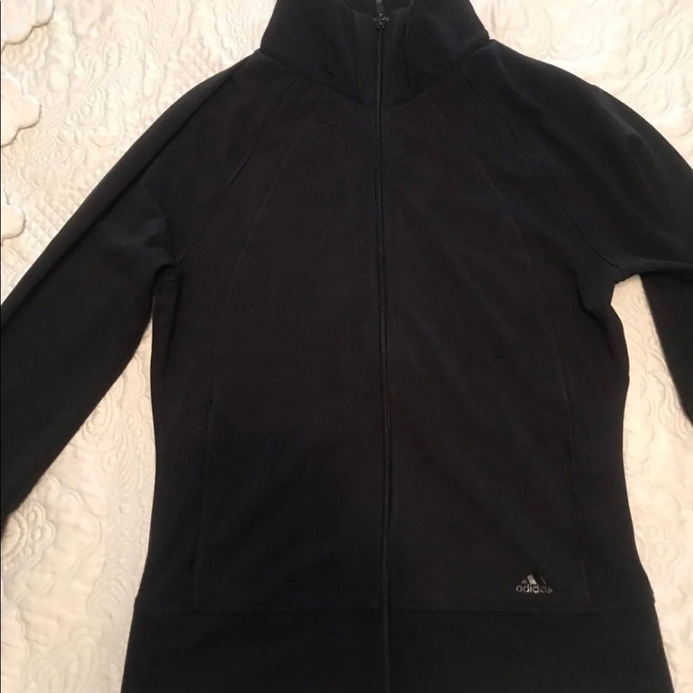Women Adidas Long Sleeve Black Zip Jacket Small